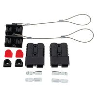 PKT 2 BLCK 50amp CONNECTOR KIT  W/2x PLASTIC COVERS, 4x CABLE