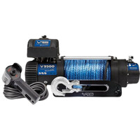 VRS 9500lb 12v Electric Winch with Synthetic Rope 4WD Recovery Truck 4x4 Offroad - Black Hawse Fairlead
