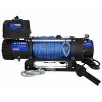 VRS 12500lb Electric Winch 12V with Synthetic Rope 4WD Recovery Truck 4x4 Offroad