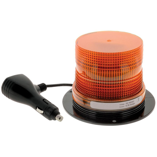 LED AMBER STROBE BEACON 12V PLASTIC MAGNETIC MOUNT 28x SEL FLASH PATTRNS CLASS III