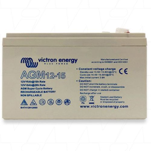 Victron 12V/15Ah AGM Super Cycle Batt. (Faston-tab 6.3x0.8mm)