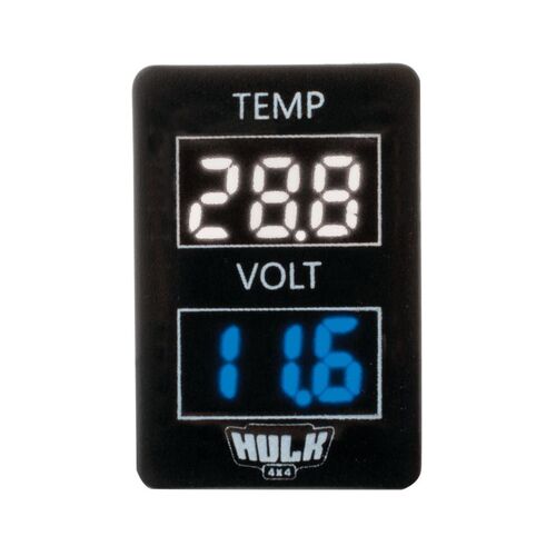 Suits Toyota Late Temperature & DC Voltmeter white/blue illum12v