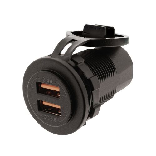 DUAL USB SOCKET PORT A- 5v 2.4a PORT B- QC3.0 3.6-12v 18w