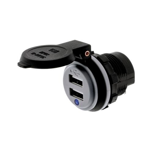 Dual USB Socket - 90 Degree Terminals