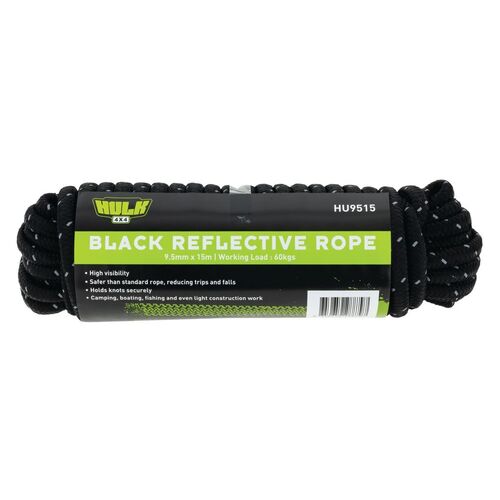 REFLECTIVE ROPE (BLACK) 9.5MM X 15M