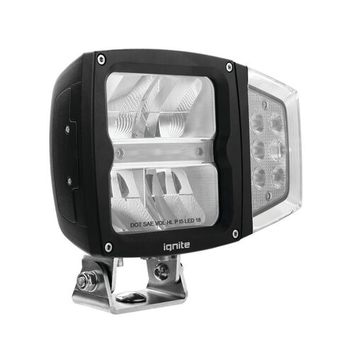 LED HEADLIGHT 10-30V HIGH /LOW BEAM 60W W/INDICATR BLCK FACE 1800 LOW 3600Lmns HIGH