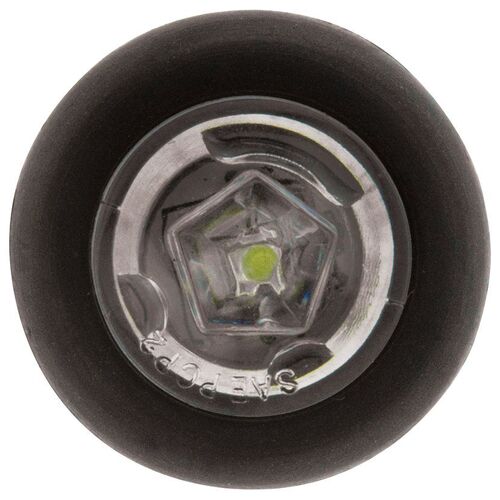 LED WHITE FRONT POSITION MARKR LAMP 12V W/ RUBBER HOUSING 28mm x 25mm