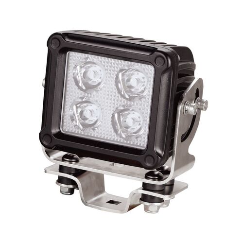 LED SQUARE WORKLAMP FLOOD BEAM 9 - 36V 60W 4 LED's BLACK HSNG 6,380 Lumens IP69K