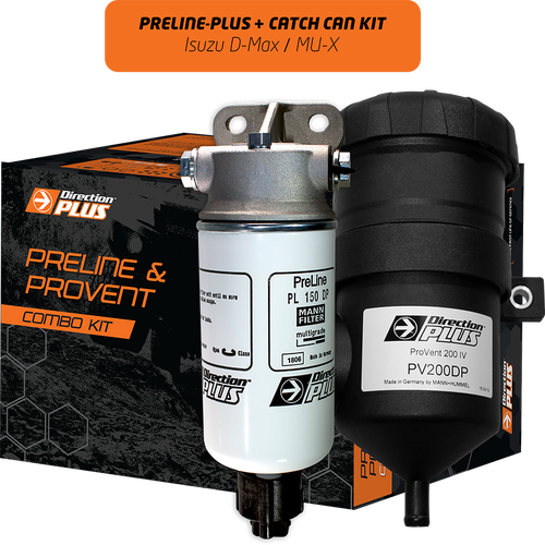 Direction Plus Preline-Plus Pre-Filter + Provent Ultimate Catch Can Dual Kit -  Isuzu D-Max / Mu-X 