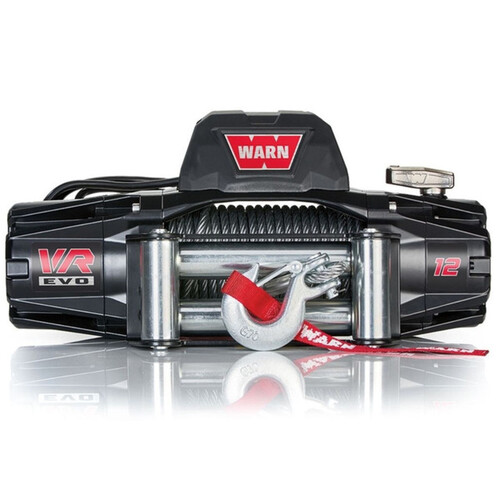 Warn VR EVO 12 Electric 12V Recovery Winch 85’ of 3/8” Steel Rope and Roller Fairlead