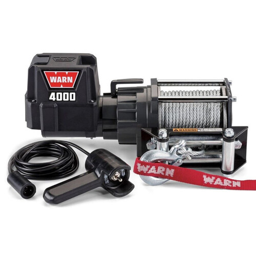 Warn 4000 DC Electric Utility Winch 4000lb 12V Steel Rope Roller Fairlead