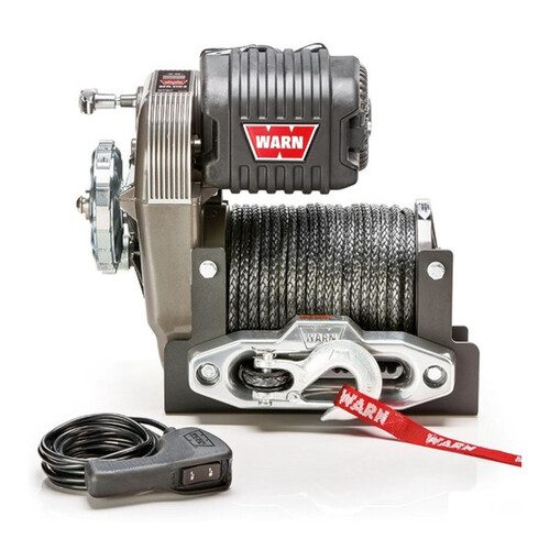 Warn M8274-S 12V 10,000lbs High Mount Winch Spydura Synthetic Rope & Polished Hawse Fairlead