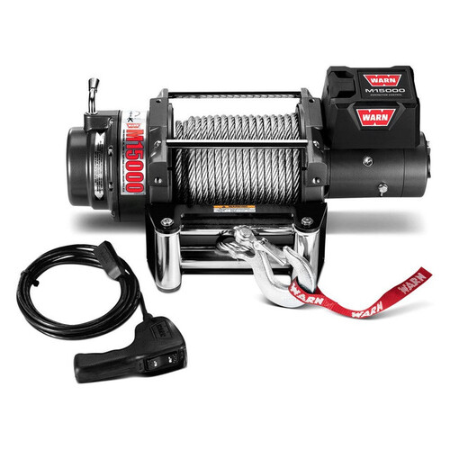 Warn M15 15000lb Electric Recovery Winch 24V Steel Rope & Roller Fairlead